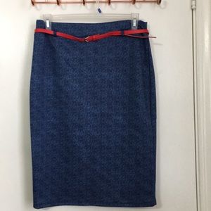Faux Denim Pencil Skirt
